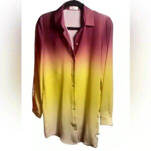 ACNE long  sleeve button down tye dye polyester collared day 2 nite shirt 36